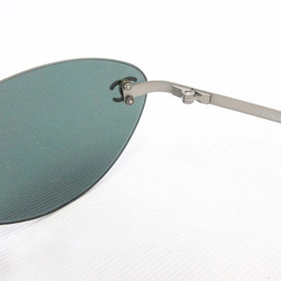 Chanel CC Logo Navy Blue Silver Rimless 4003 - Picture 4 of 9